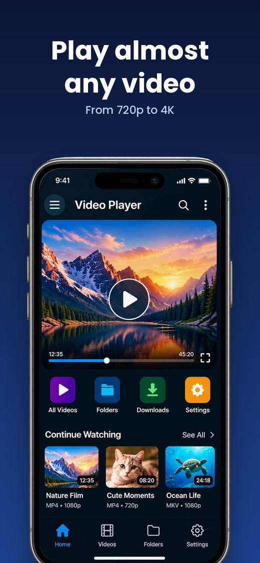 Video Player landscape screen